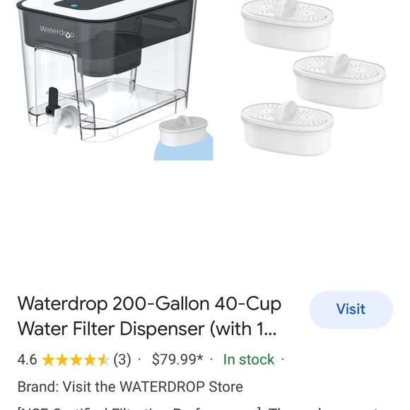 Waterdrop 200-Gallon Long-Life 40-Cup Water Filter Dispenser with 1 Filter new - Picture 4 of 5